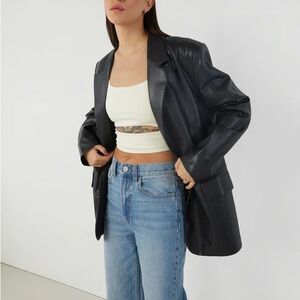 Oak + Fort vegan Women's Black Leather Jacket